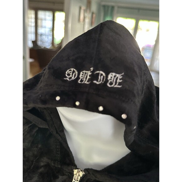 Y2K BCBG MaxAzria Black Velour beaded Track Jacket Sz M ‎ 2000s Mcbling - Picture 11 of 13